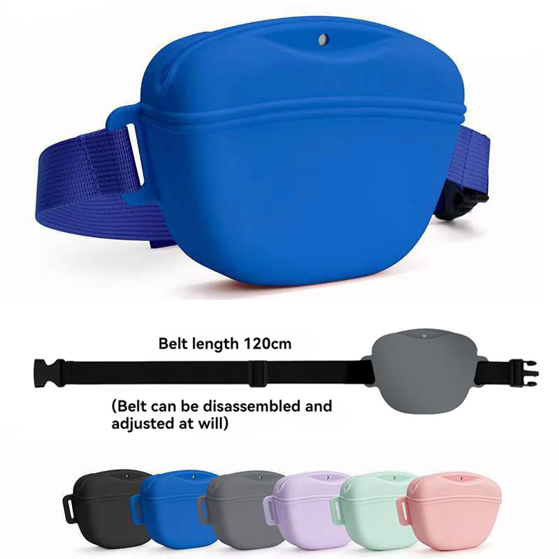 Pet Supplies Rewards - ペット用品シリコン製犬用おやつバッグ、携帯用ドッグトレーニングウエストバッグ、屋外用フィーダー、子犬用スナック報酬収納バッグ（ベルト付き）