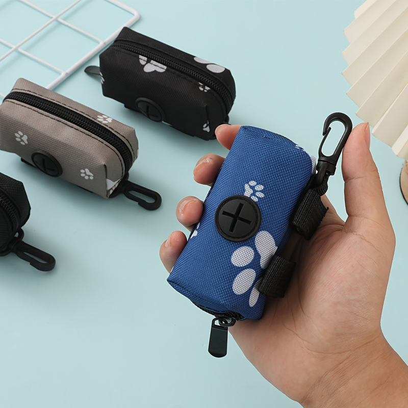 Poop Bag Dispenser - 新しいキャンバス製犬用うんち袋ホルダー、カラビナクリップ付き屋外ペット用排泄物袋ディスペンサー、動物排泄物収集ポーチ