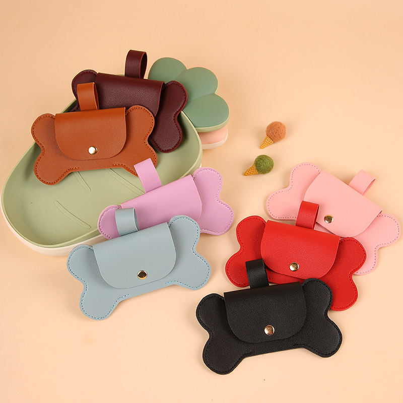 Poop Bag Dispenser - PUレザー犬のうんちバッグディスペンサー、クラスプ付き、ペットアクセサリー用のポータブル廃棄物バッグホルダーオーガナイザー