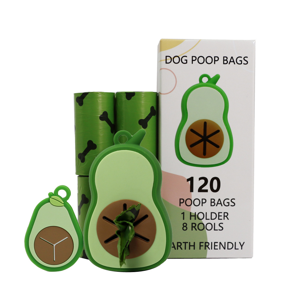 Poop Bag Dispenser - 携帯用ペット糞便コレクター - アボカド型ディスペンサー付き犬の糞拾いツール、ペット用掃除用品