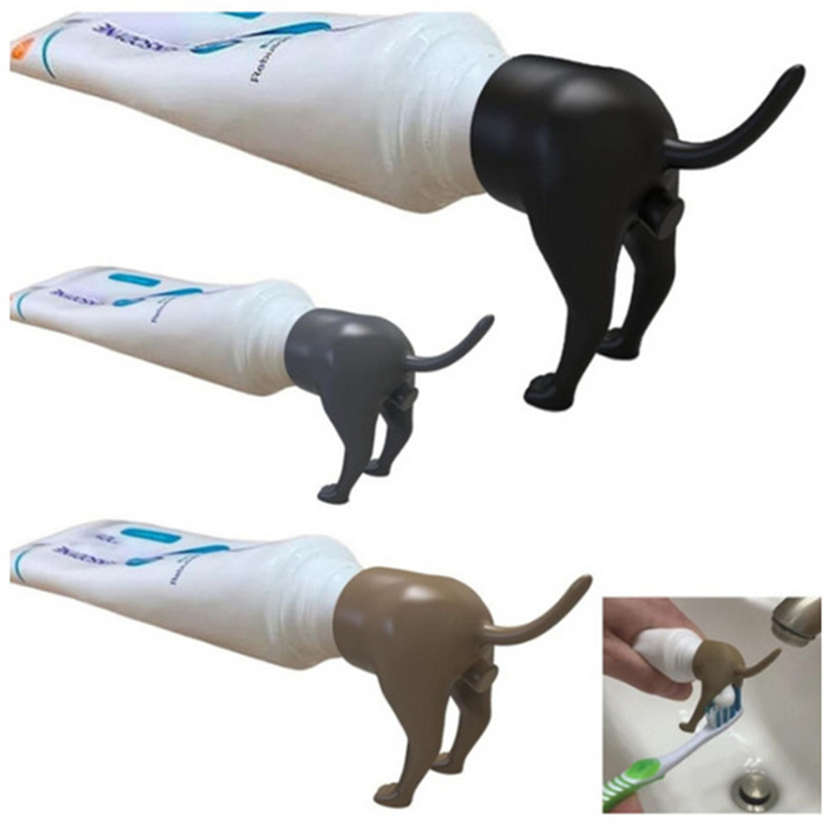 面白いうんち犬のお尻歯磨き粉トッパー、創造的なディスペンサー - Poop Bag Dispenser のレビューと価格